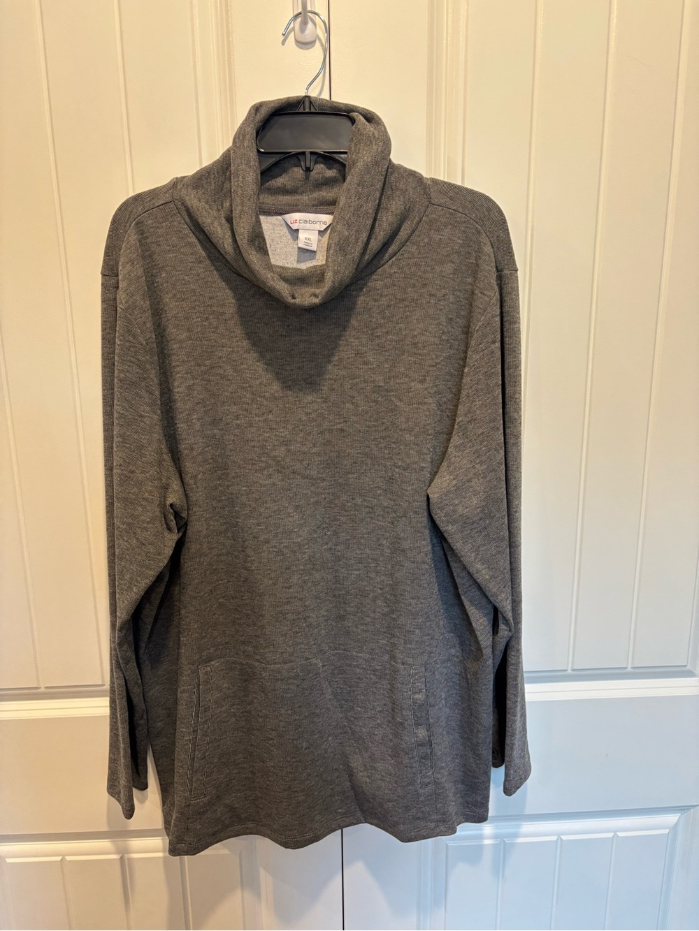 Liz Claiborne Gray Mock neck Pullover Fleece Sweater